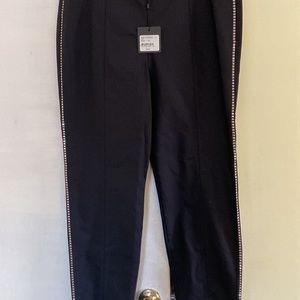St. John Caviar Black Stretch Sparkling Pants New With Tags Made in USA